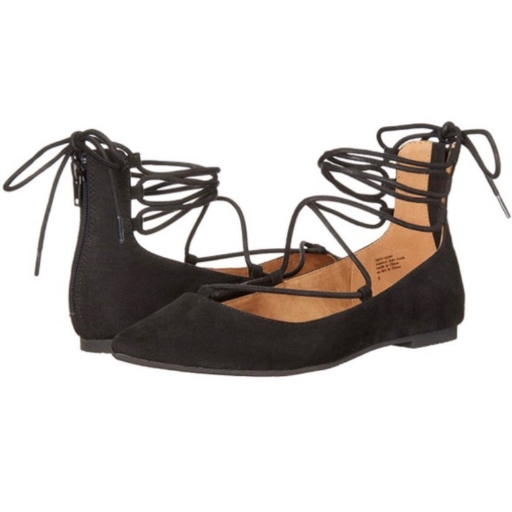 BC Suede Lace Up Ankle Flats